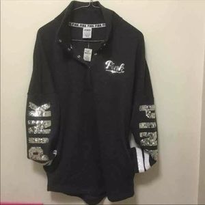 New vs pink bling Xs oversize half zip